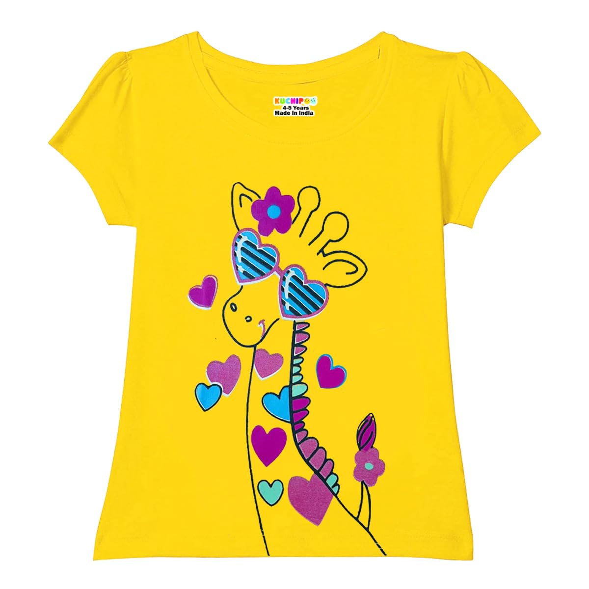 Kuchipoo Girls Regular Fit Half Sleeves Cotton T-Shirts (KUC-TSHRT-460, 13 to 14 Years, Multi-Colored)