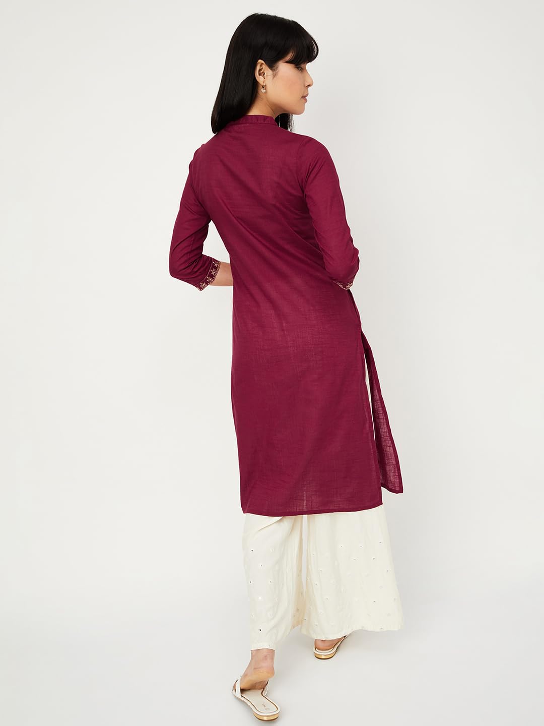 Max Women Cotton Blend Regular Fit Kurta (NAWWFE24FEMAROON_Maroon, XL