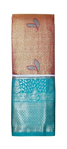 VFCollections Women's Traditional Handloom Kanchipuram Silk Pure Pattu Sarees | Rich Zari Woven Design | Bridal Saree | Unstitched Blouse (VFC721-6)