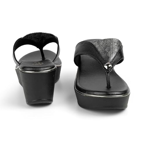 tresmode JOSH Black Women's Dress Wedge Sandals in Size 5 UK / 38 EU