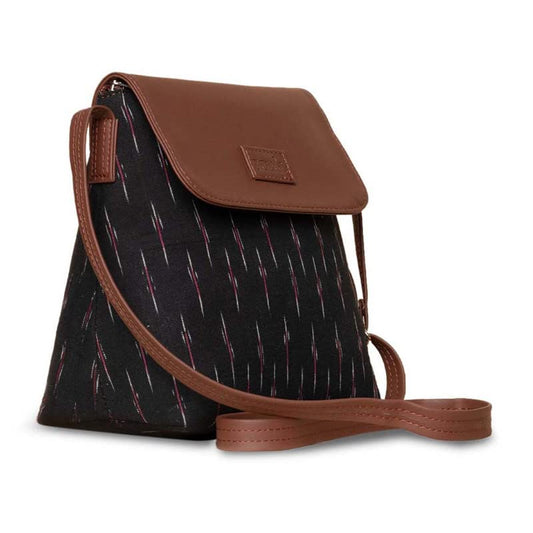 ZOUK Flap Sling Bag | Crossbody Bags for Women | Women's Handbags | Stylish | Vegan Leather Evening Bag | Travel & Office Use | Purse and Wallet | Ikat GreRed Print