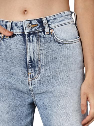 ONLY Women Straight Fit High-Rise Blue Jeans