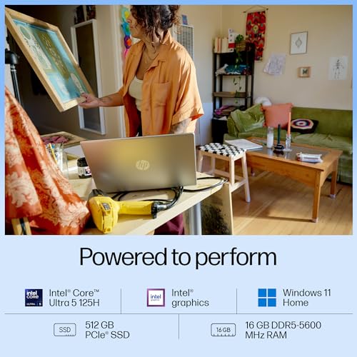 HP 15, Intel Core Ultra 5-125H AI Powered Laptop (16GB RAM, 512GB SSD), IPS, 300nits, 15.6"/39.6cm, FHD, Win 11, Office 2021, Silver, 1.65Kg, Intel Arc Graphics, FHD Camera, Backlit KB, fd1099TU