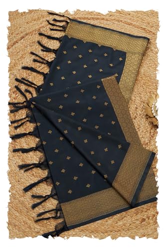 Soch Womens Black Silk Blend Woven Design Dupatta With Zari Woven