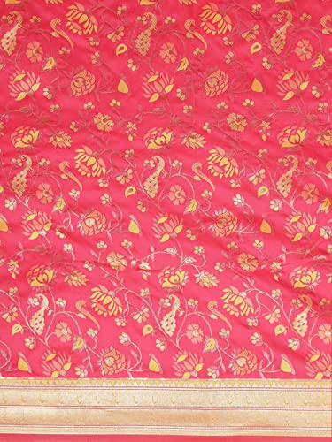 Panzora Women's Paithani Silk Saree With Unstitched Blouse Piece (Gajri-Pink)