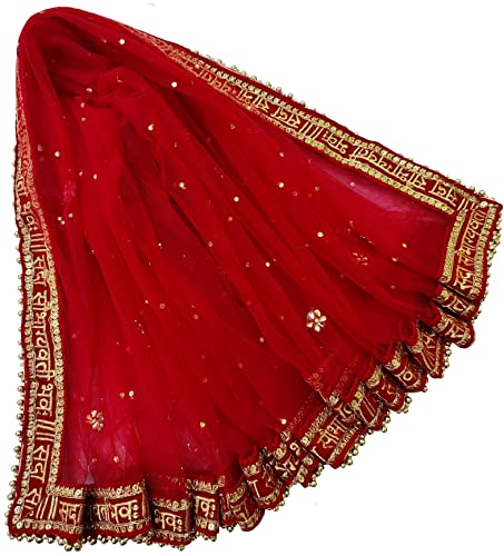 Navti Creations Women's Embroidered Net Dupatta (Navti-05_Red_Free size)