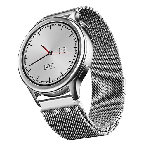 boAt Enigma Daze Women's Luxury Smart Watch w/ 1.3”(3.3cm) AuraVue Display w/ 20% Higher Brightness, Emergency SOS, Female Wellness Tracking, BT Calling, smart Watch for Women Latest (Elegant Silver)