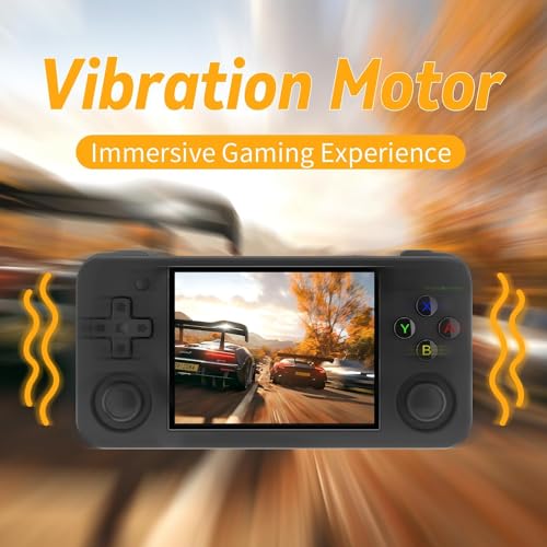 New World Anberni-c RG35XX H Retro Handheld Game Console 3.5 in IPS Screen Built-in 3300mAH Battery 64G TF Card , Classic Games Console (Black)