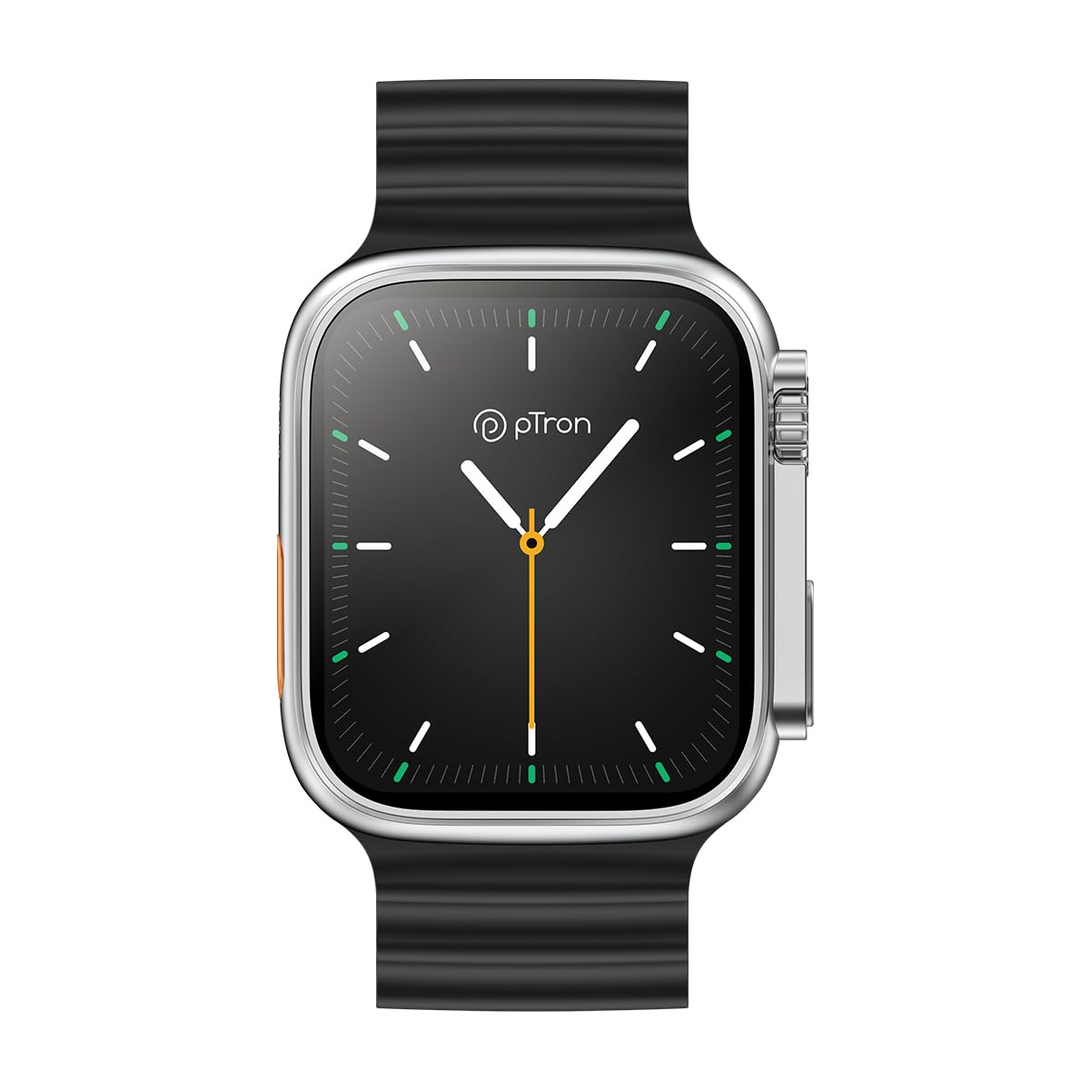 pTron Newly Launched Reflect Pro Smartwatch, Bluetooth Calling, 1.85" Full Touch Display, 600 NITS, Digital Crown, Metal Frame, 100+ Watch Faces, HR, SpO2, Voice Assist, 5 Days Battery Life (Silver)