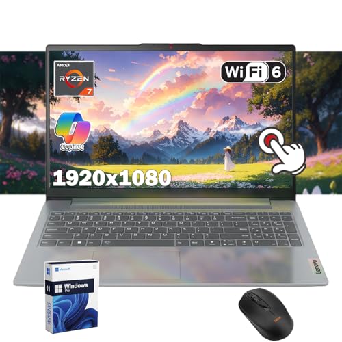 Lenovo IdeaPad Slim 3 Business Laptop, 15.6" FHD IPS Touchscreen, Copilot AI PC, 8-Core AMD Ryzen 7 5825U, Wi-Fi 6, Windows 11 Pro, w/Mouse
