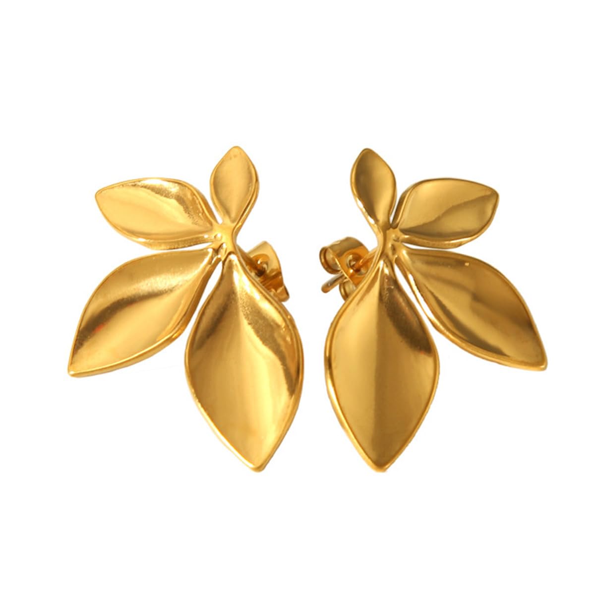 Aaishwarya 18K Gold Plated Waterproof Anti-Tarnish Stainless Steel Bold Chunky Floral Stud Earrings| Gift for Women and Girls