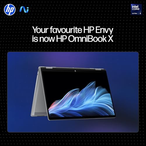 HP OmniBook X Flip (Previously Envy), Intel Core Ultra 5 226V, 40 Tops, (16GB LPDDR5X, 512GB SSD) 3K, OLED, 14''/35.6cm, Touch, Win11, Office24, Silver,1.38kg, fm0058TU, 5MP Camera, Next Gen AI Laptop