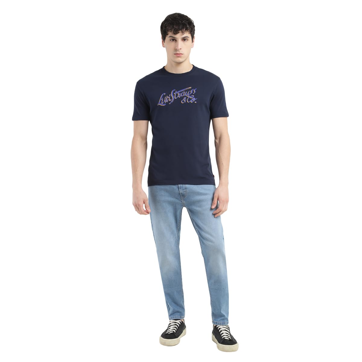 Levi's Men's Crew Neck Regular Fit Brand Logo T-Shirts Navy