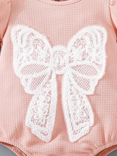 Hopscotch Lace Bow Applique Onesie (9-12 Months)
