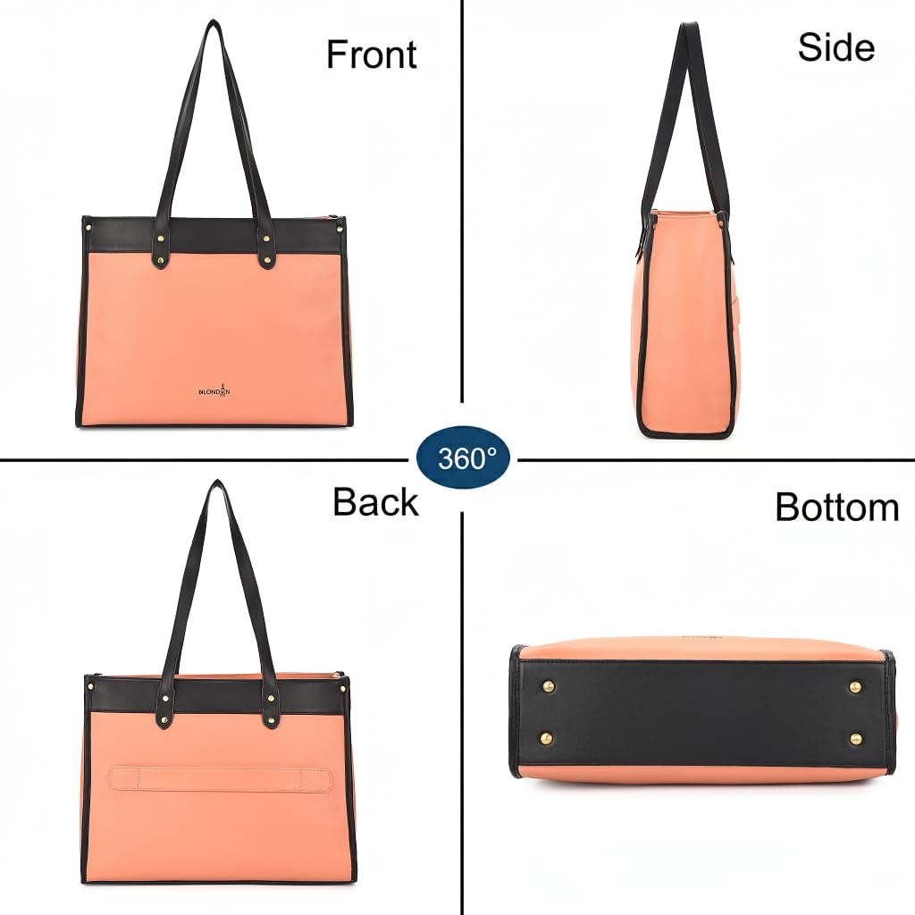 K London Vegan Leather Handbag For Women-Girls | Satchel Bag for Womens | Fit Upto 14 Inch Laptop | Shoulder Bag | Ladies Purse | Tote Bag With Top Double Handle Handbag For Women
