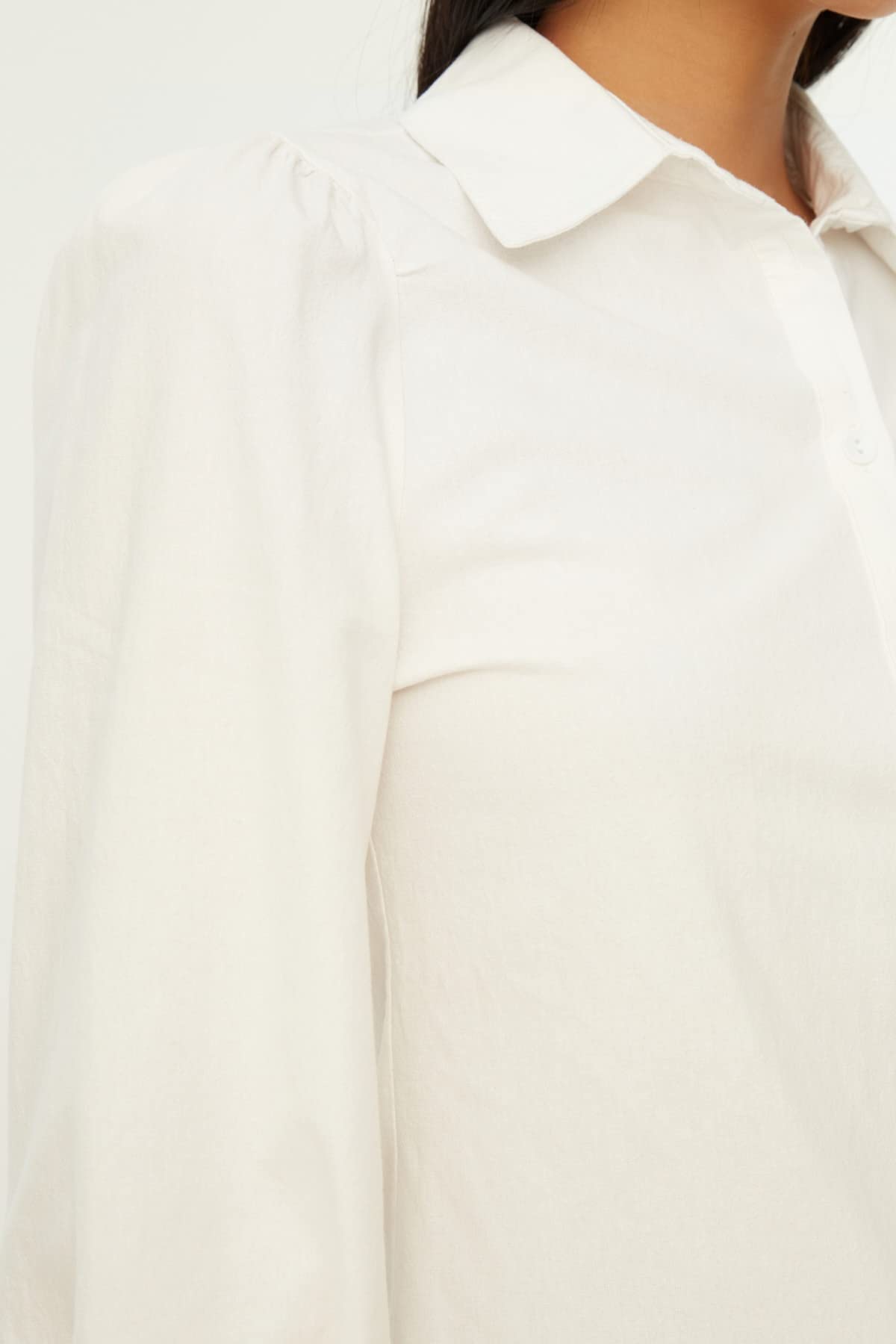 Trendyol Women Regular Basic Shirt Collar Woven Shirt, White, 42