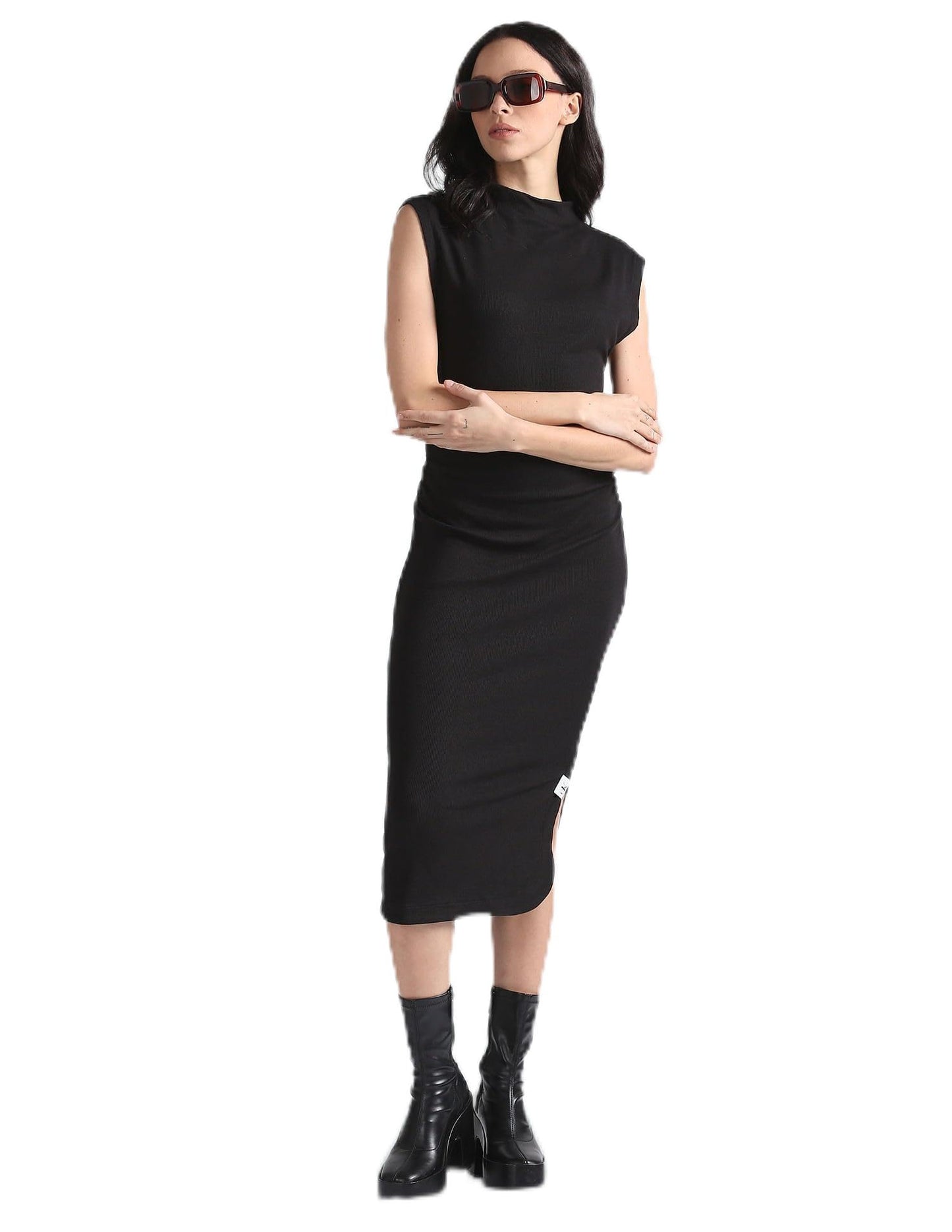 Calvin Klein Cotton Blend Black Patch On Women Dress (J221396BEH) - Size XL