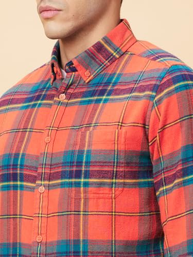 Being Human Amber Coloured Men Shirts (Size: M)-BHMLS24543-AMBER