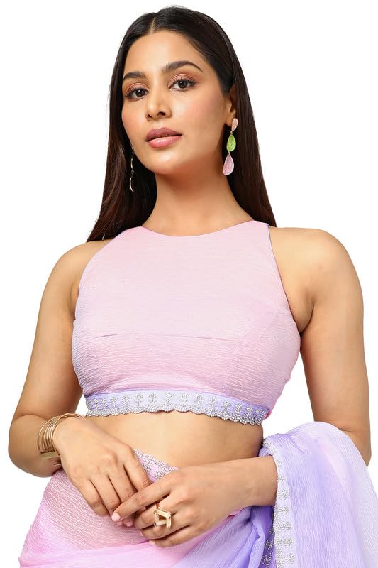 Soch Womens Lavender Tissue Ombre Saree With Stone Work