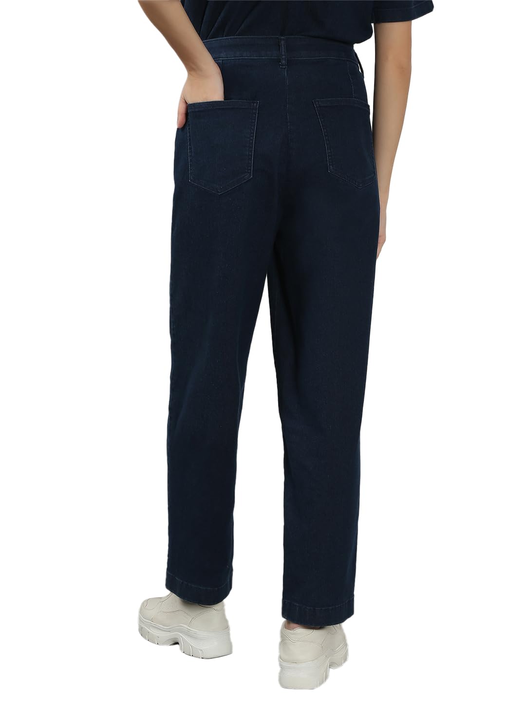 VERO MODA Women's Straight Fit High-Rise Blue Jeans