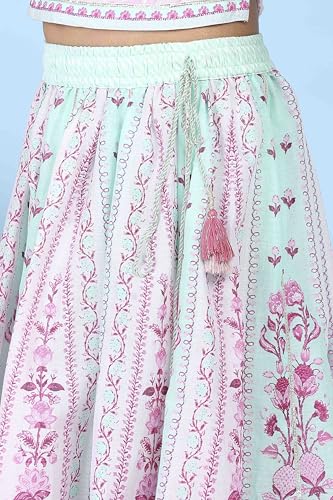 Biba Girls Pink Cotton Printed Regular Lehenga Set_14-15Y
