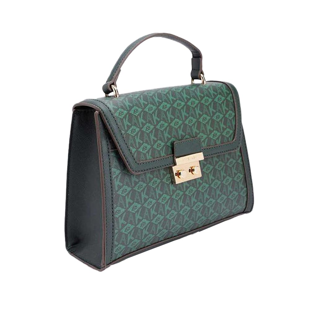 Anne Klein Solid Faux Leather Zipper Closure Women's Satchel Bag (Green, XL)