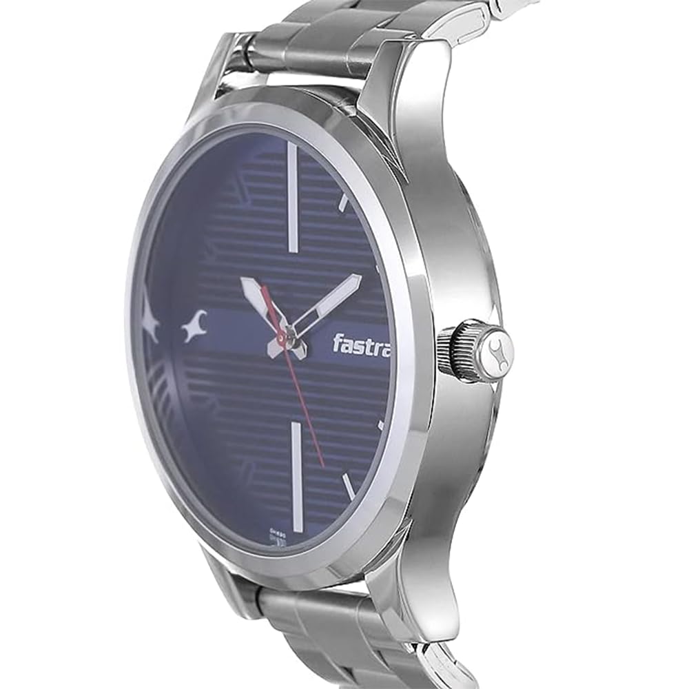 Fastrack Fundamentals Analog Stainless Steel Blue Dial Silver Band Men's Watch-NN38051SM03/NR38051SM03