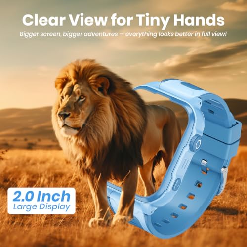 GameSir Safeguard Kids Smart Watch 5G/4G with SIM Calling, 800mAh Battery, GPS Tracker, SOS Alerts, Video Calling, Face Unlock, Voice Chat, Games, IP67 Waterproof (Blue)