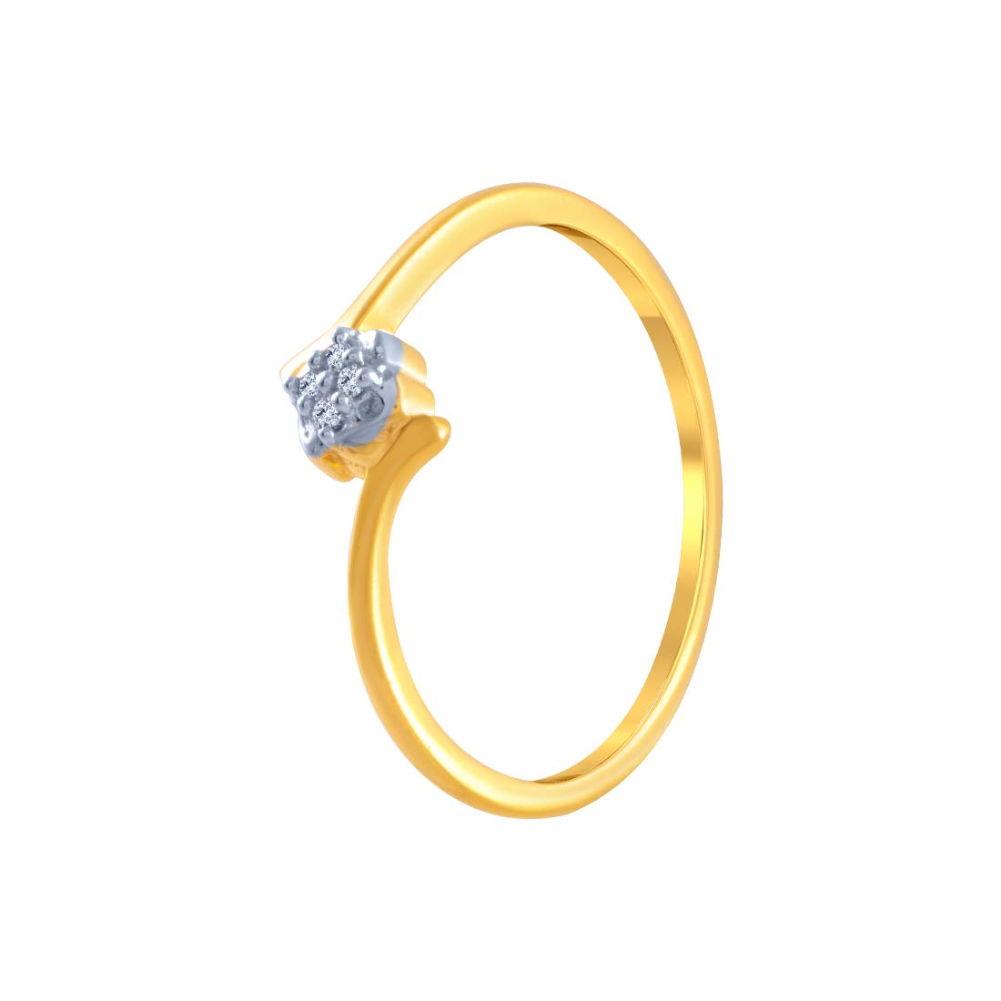 P.C. Chandra Jewellers Women's Metal Yellow-Gold 14k (585) Yellow Gold and American Diamond Ring - 0.993 Grams