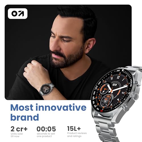 GOBOULT Mirage Smart Watch 1.39''HD Screen, Bluetooth Calling, IP67, Zinc Alloy Frame, 500 Nits Brightness, AI Voice Assistant, SpO2 Monitoring, 120+ Sports Mode (Inox Steel)