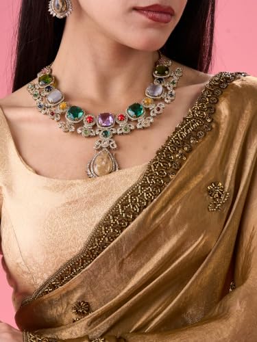 MOHEY Women's Regal Mehandi Green Organza Saree with Blouse Piece (Green)