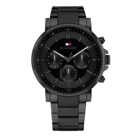 Tommy Hilfiger Quartz Multifunction Black Stainless Steel Strap for Men-TH1710590