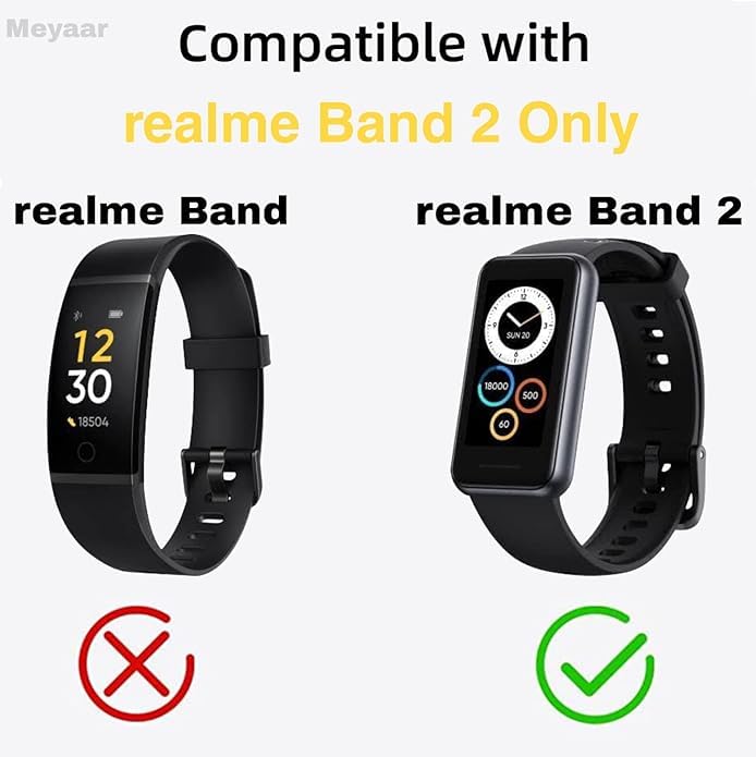 Meyaar Strap Band Only Compatible With realme Band 2 (Not For Any other Brand Watch) : (Tracker Not Included) (Strap Only) (Silicone (Green))