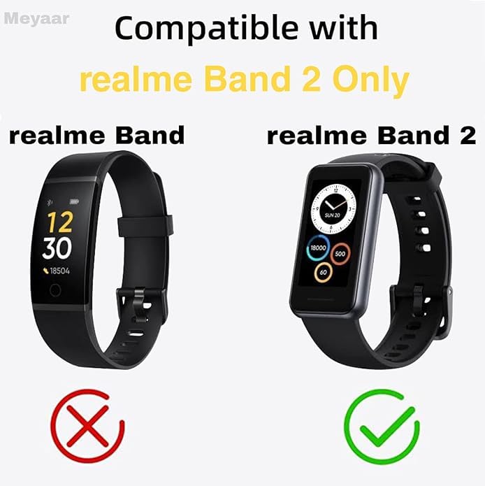 Meyaar Strap Band Only Compatible With realme Band 2 (Not For Any other Brand Watch) : (Tracker Not Included) (Strap Only) (Silicone (Blue))