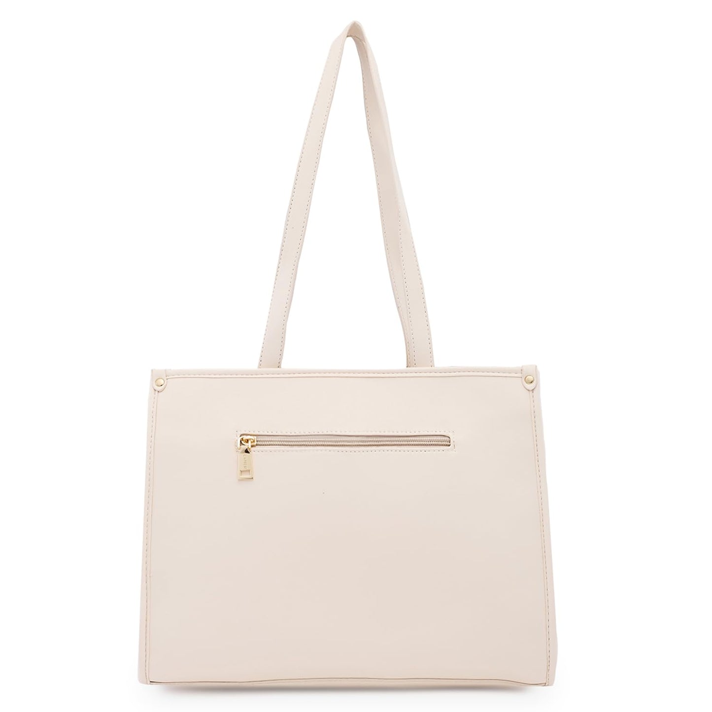 Caprese Checker Tote Bag, Medium-Cream | Stylish Handbag for Women | Spacious, Versatile Office & Daily Essentials Tote | Top Zip Closure