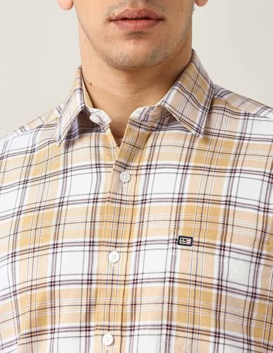 Arrow Sports Men's Checkered Slim Fit Shirt (ASAJSH1825_Light Yellow