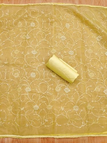 Leeli Peeri Designer Women's Organza Printed Position Work Unstitched Salwar Suit Dress Material