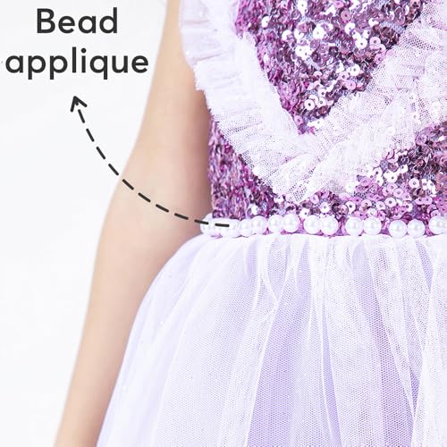 Hopscotch Girls Purple Sleeveless Ruffled Sequined Pearl Dress for Age (9-12 Months)