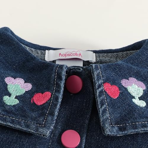 Hopscotch Girls Full Sleeves Navy Floral Embordered Denim Jacket For Ages (12-18 Months)