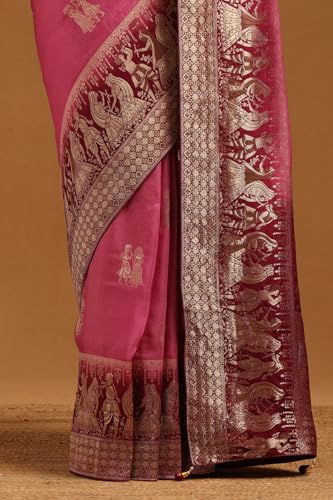 Soch Womens Blue Dola Silk Zari Woven Saree