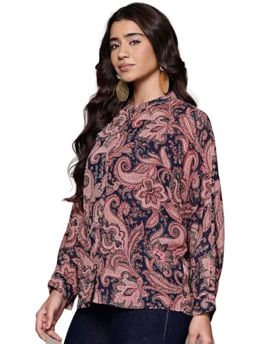 Aarke Ritu Kumar Navy Lily Bloom Full Sleeve Shirt