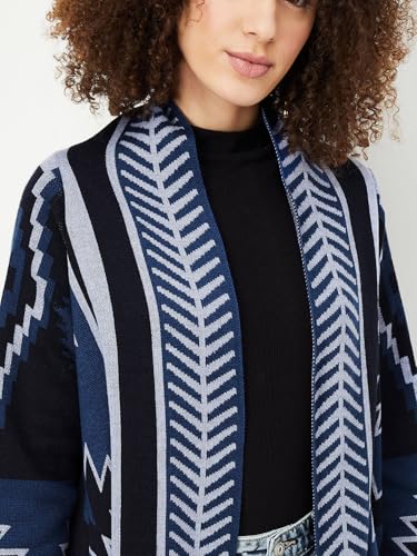 Max Women's Acrylic Shawl Neck Casual Shrug Sweater (SRG45002_Blue,Medium