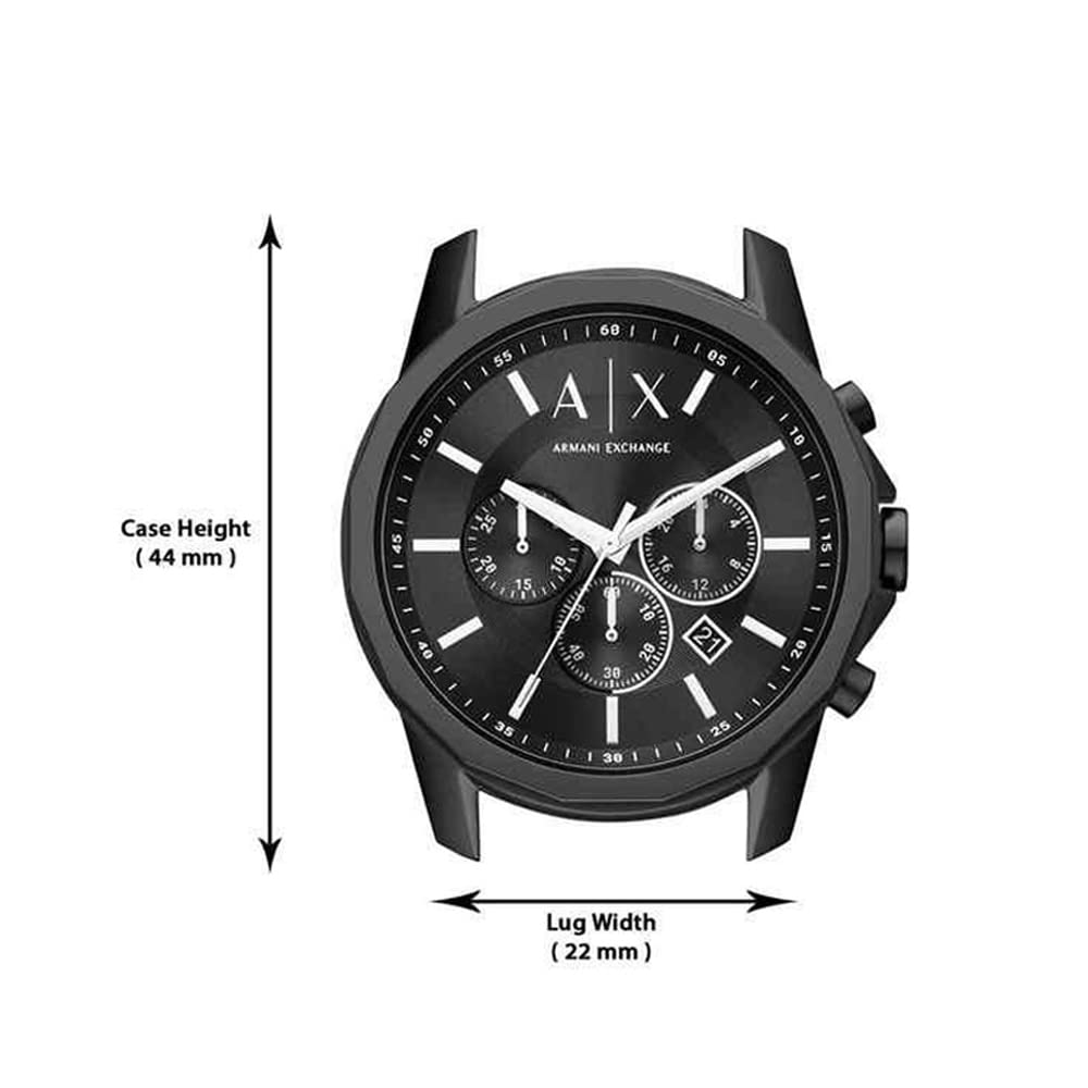 Armani Exchange Men Stainless Steel Black Chronograph Watch Ax1722, Band Color:Black