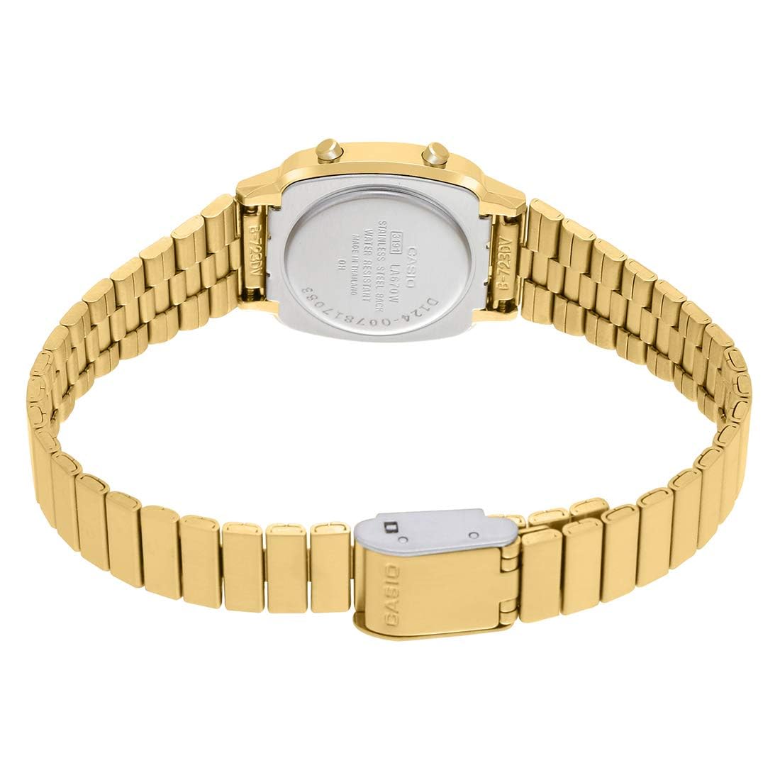 Casio Vintage LA670WGA-1DF Black Digital Dial Gold Stainless Steel Band D124