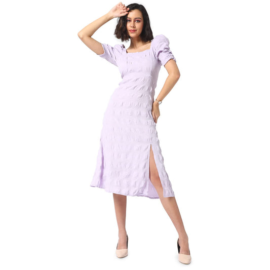 Campus Sutra Women's Midi Dress (SUSU22_CSWSSDR5108_XL_Lilac_XL)