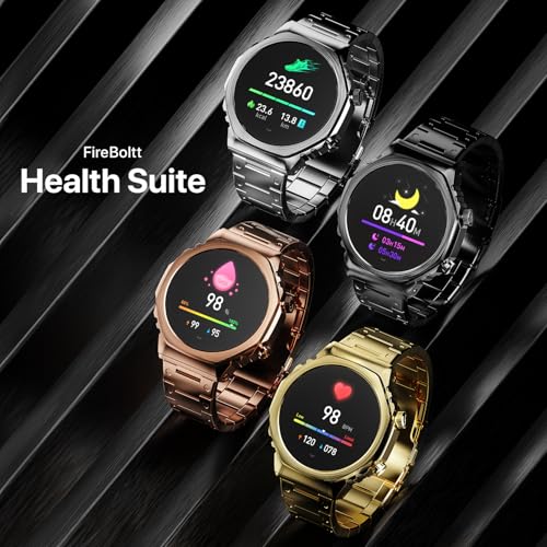 Fire-Boltt Onyx- 36.3mm AMOLED Always On Display Smart Watch, 466 * 466 High Resolution, Bluetooth Calling, Steel Design, IP67, 4GB Storage, 300+ Sports Modes, 130+ Watch Faces (Black)