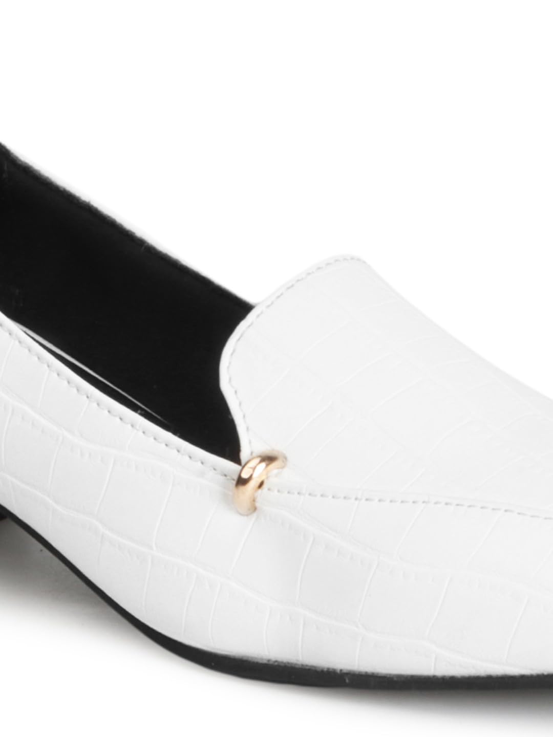 Carlton London Women White Stylish Slip-on Pump Shoes with Block Heels, Square Toe for Party, Office and Daily Use (38)