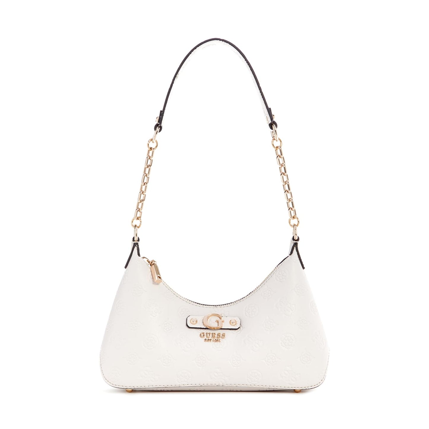 GUESS Off White Printed Gerty Top Zip Shoulder Bag