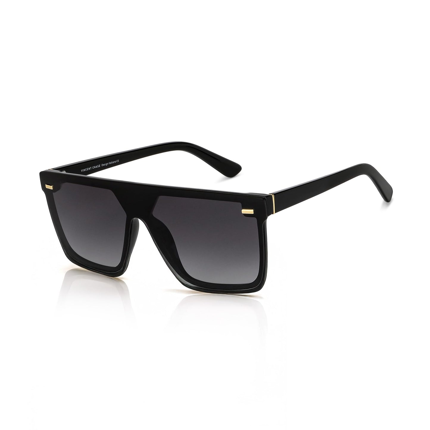 Vincent Chase By Lenskart | Black Full Rim Square| Polarized Stylish Sunglasses | 100% UV Protected | For Men & Women (Large, VC S14088)
