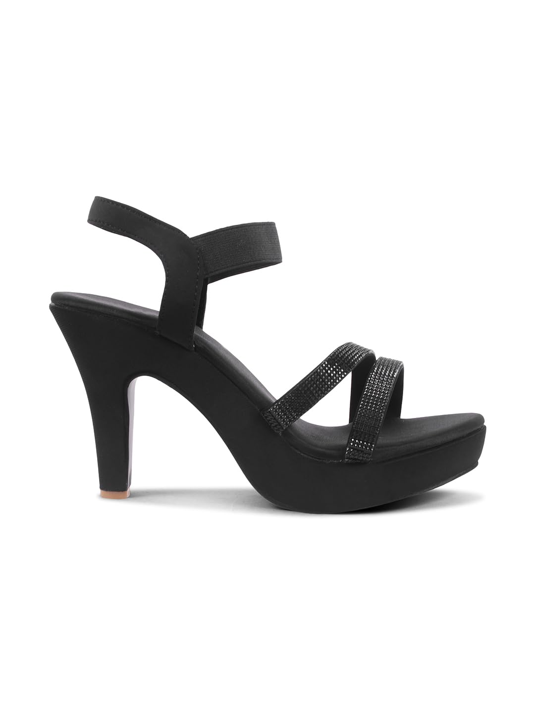 SVYA, Comfortable Heel Sandals for Women and Girl. (Black, UK Footwear Size System, Adult, Women, Numeric, Medium, 7)